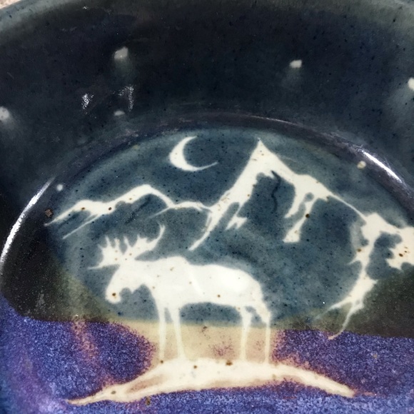 Artisan pottery owl moose mountains moon - Picture 3 of 7